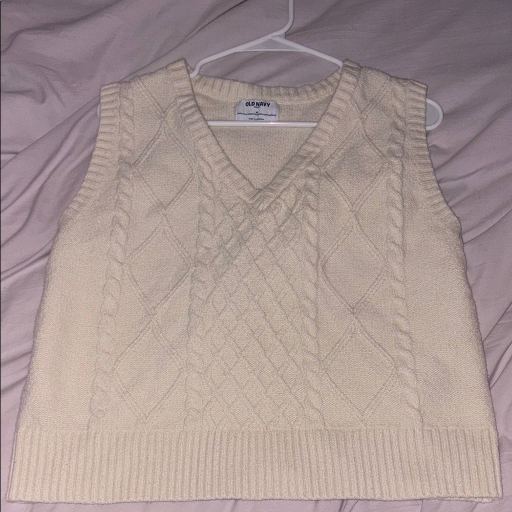 Old Navy Cream Cable Knit Sweater Vest